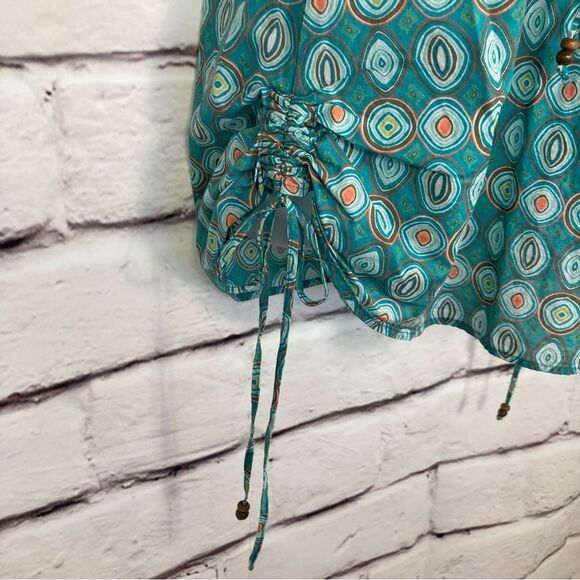 Vintage Anchor Blue Tank SZ M Tunic 100% Cotton Y2K 90’s Turquoise Orange Circle - Picture 7 of 16